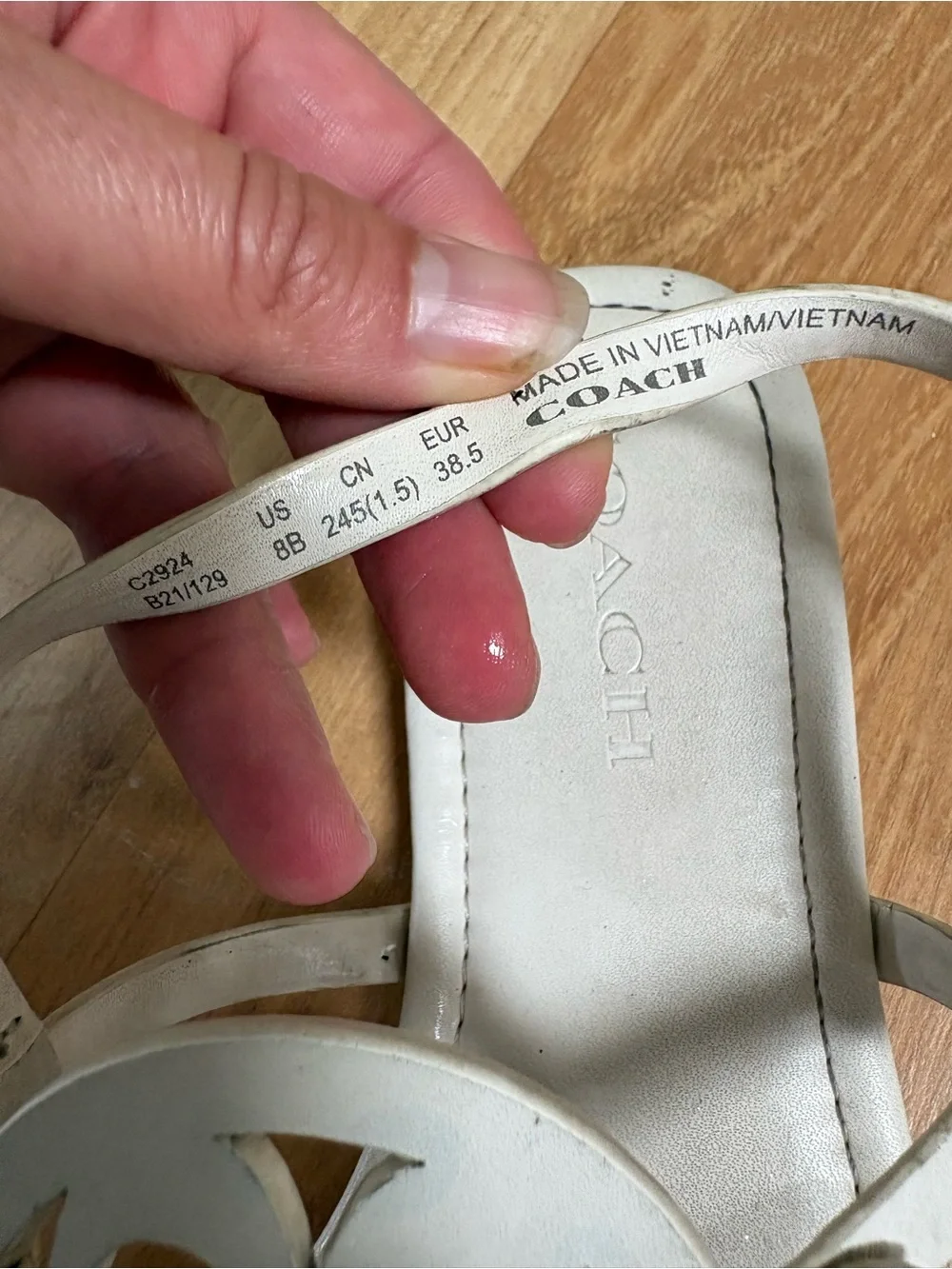 Coach White Logo Thong Sandals with Slingback Strap